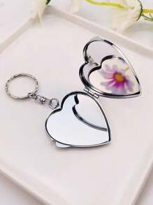 银色蝴蝶结心形镜面复古Y2K风格包包挂饰钥匙扣，时尚配饰，女士礼物 - 銀色 - 查看 5