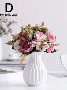 1 pieza Flores artificiales en un florero de plástico para boda, habitación, hogar, hotel, fiesta, evento, Día de San Valentín, Año Nuevo, regalo de cumpleaños o graduación para chicas