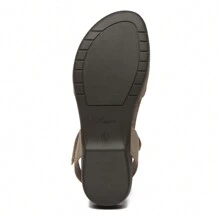 Women's Buckle Strap Slingback Sandals, Retro Closed Toe Cork Flat Shoes, Casual Outdoor Beach Sandals