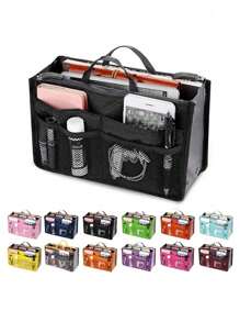 Small Size Portable Purse Insert Storage Bag, Versatile Travel Organizer Bag Insert Cosmetic Bag With Multi-Pockets Gifts For Women Winter Tote Bag Organizer