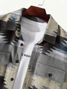 男士时尚休闲几何提花夹克，秋冬 - 彩色 - 查看 4