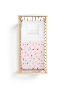 3-Piece Crib Sheet Set 100% Bublim Cotton - Hồng - Xem 1