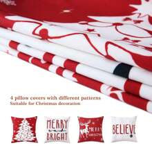 Christmas Decorations Velvet Pillow Covers 18 X18 Set Of 4 Farmhouse Decorative Throw Cushion Covers Deer Christmas Tree Snowflake Xmas Pillow Cases Outdoor Winter Holiday Decor Sofa Couch - Multicolor - View 7