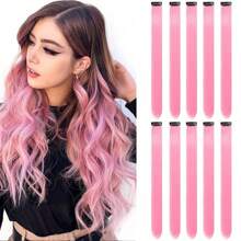 Clip In Hair Extensions 22 Inch 20Pcs/10Pcs Colored Hair Extensions Party Highlights Long Straight Synthetic Hairpieces For Women
