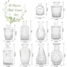 10/12/15 Pcs Glass Bud Vases, Small Clear Glass Vases For Flowers In Bulk, Mini Vintage Embossed Vases For Wedding Centerpieces, Birthday Party, Baby Shower, Home Table Decorations - 10Pcs - View 2