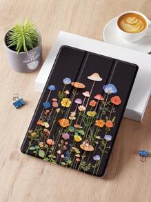 1 pieza Funda para tableta compatible con iPad 10.2 pulgadas, iPad Pro 11 2021/2020/10.a generación, iPad Mini 4/5/6, Samsung Galaxy Tab A8 10.5 pulgadas 2022, MatePad 10.4/Tab, con estampado de flores y hongos de otoño, con soporte para lápiz, función de suspensión/activación automática - Multicolor - Ver 2