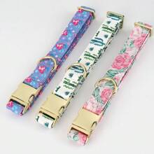 Customized Printed Cactus & Dog Engraved Nylon Personalized Pet Collar, Adjustable & Anti-Lost