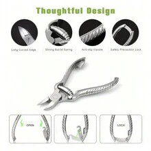 专业足科医生趾甲剪，适用于厚指甲和嵌甲，省力不锈钢趾甲剪，足病嵌甲工具 - 銀色 - 查看 6