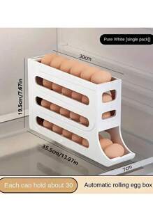 自动滚动鸡蛋托盘收纳盒 - 大容量塑料鸡蛋架，适用于冰箱，无需电池（可容纳 30 个鸡蛋）4 层自动翻滚鸡蛋收纳盒，大容量塑料鸡蛋收纳盒，适用于冰箱侧门，冰箱鸡蛋篮，架子，柜台和橱柜，厨房配件和储物，厨房配件 - 彩色 - 查看 7