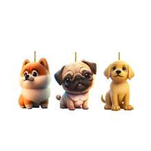 1/3pcs-2D Plane Christmas Dog Acrylic Hanging Ornament, Bicycle Mirror Charm For Car & Home, Outdoor Holiday Decor, Theme Party & Christmas Tree Accessory, Ideal For Bag & Keychain Gifts