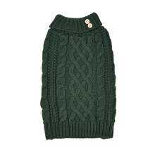 1 pieza Suéter de mascota de cuello alto de unicolor con botón de madera y tejido de punto elástico y cómodo, adecuado para gatos y perros en otoño/invierno, Navidad - Verde - Ver 6