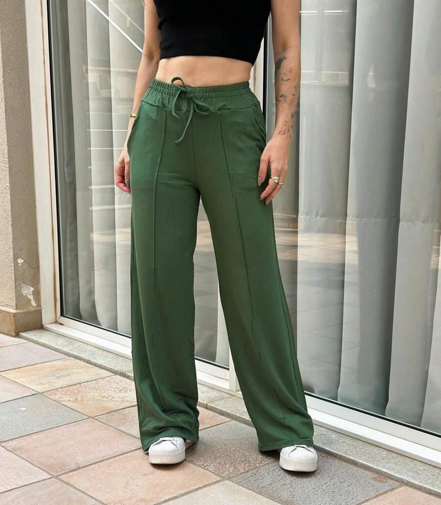 Sweatpants With Side Pockets For Women - Màu xanh lục của thợ săn - Xem 1