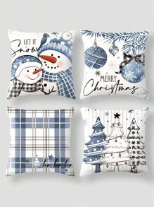 4 件套几何印花枕套，带拉链，多种尺寸，涤纶，可机洗，适合室内和室外使用 - 彩色 - 查看 2