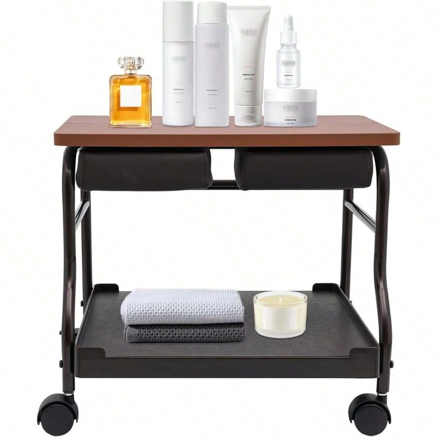 HOHOBLA LOYALHEARTDY-BTG 足浴推车，便携式推车脚踏美容院推车带轮子，美甲足浴美容师推车带大容量储物空间，落地式家具按摩床沙龙用品[送给家人和朋友的最佳礼物]户外装饰 - 咖啡棕 - 查看 1