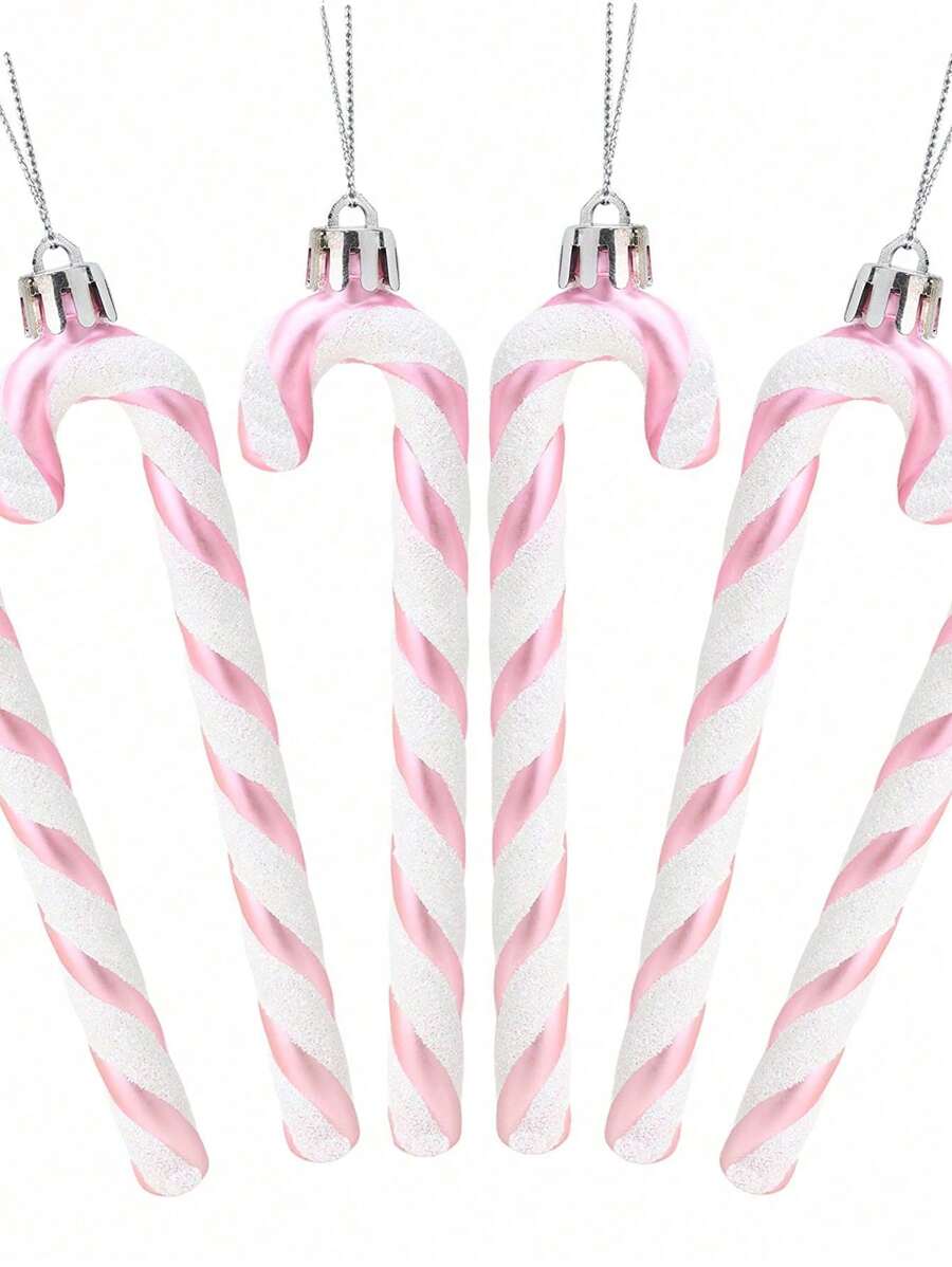 6/12 cái-Đồ trang trí kẹo Giáng sinh, Đồ trang trí cây thông Noel hình cây gậy lấp lánh màu hồng, Mặt dây chuyền hình cây gậy nhựa trang trí ngày lễ 5,5 inch, Mặt dây chuyền hình cây gậy kẹo để trang trí cây thông Noel, Đồ trang trí treo cây thông Noel, Đồ trang trí nhà Giáng sinh Quà tặng Giáng sinh, Đồ dùng cho tiệc Lễ Tạ ơn, Đồ dùng cho tiệc năm mới, Đồ dùng cho tiệc tại nhà
