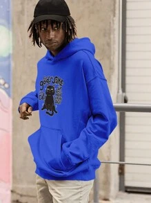 Sweatshirt Cat Kitten Cat Meme Cute For The Love Of God KANGAROO 2504 GEEK FLUX - Xanh đậm - Xem 4