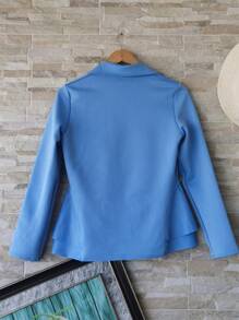 Women's Blazer Long Sleeve Neoprene Jacket Has - Mint Blue - View 2