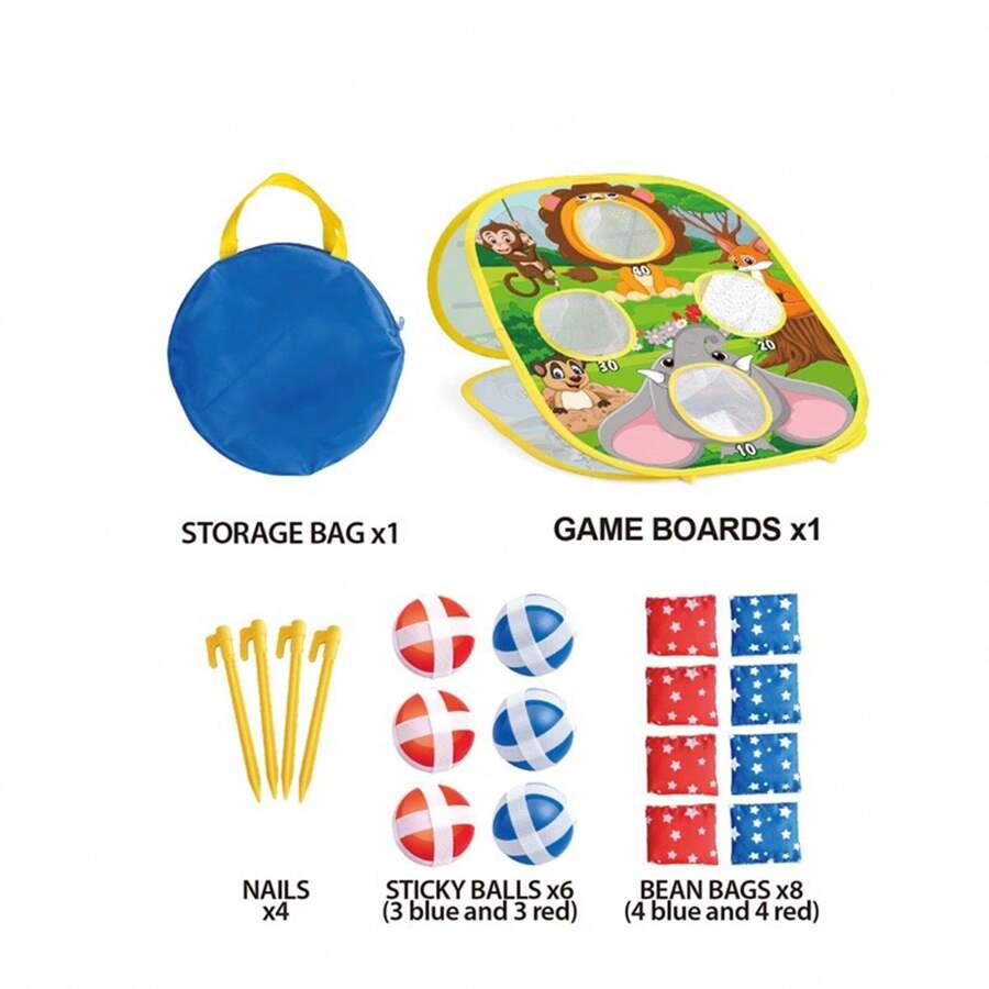 Kids Cartoon Foldable Throwing Target, Bean Bag Toss, Sticky Ball, Dart