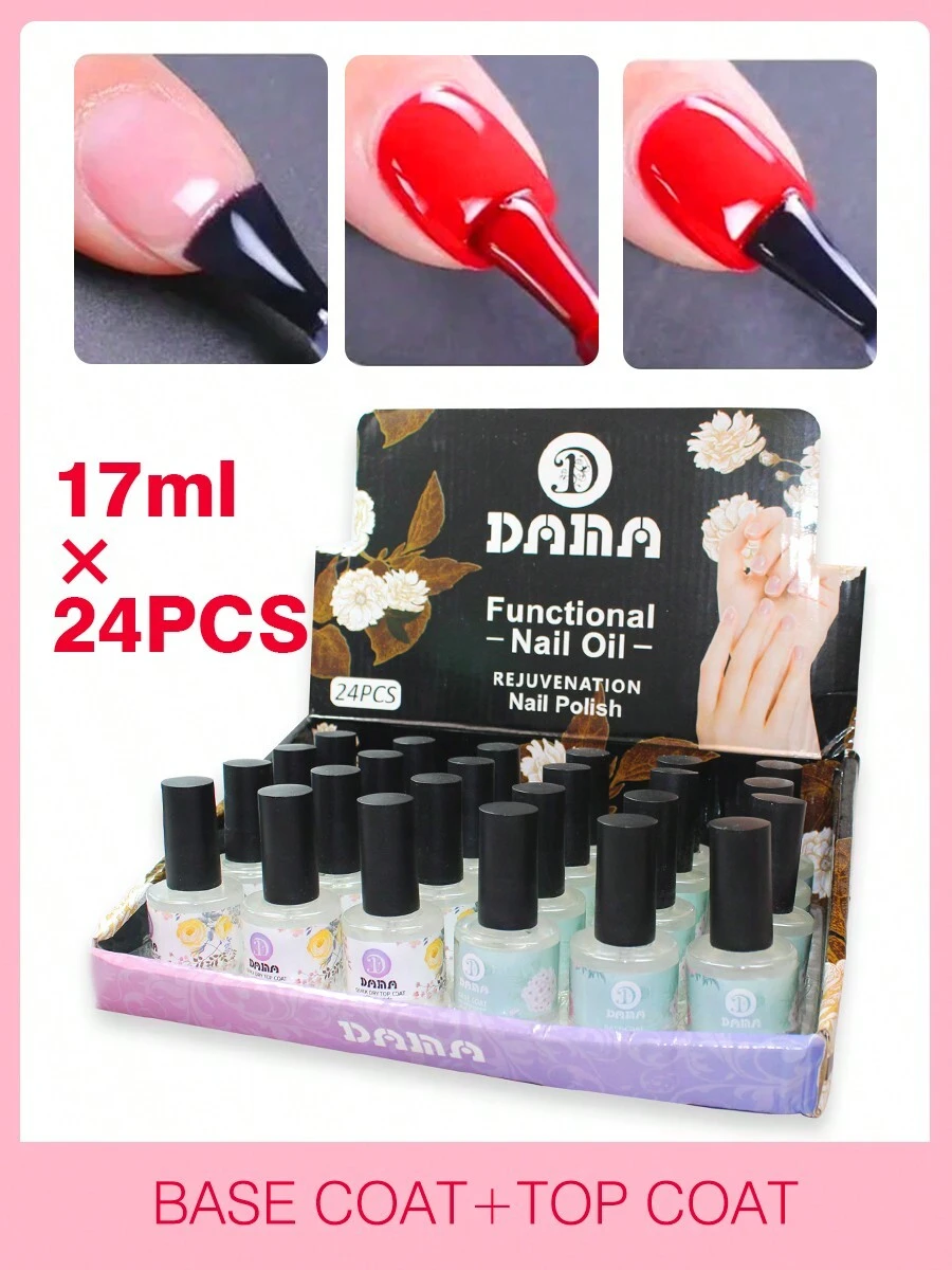 Nail Care Liquid Bright Oil Quick Drying 24 Bottles/1 Box - Niebieski i biały - Zobacz 1