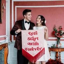 Custom Double Side Fringy Flag Banner, For Wedding, Birthday, Anniversaries, Baby Show, All Kinds Of Festivals Can Be Used Indoors And Outdoors Decoration Double-Sided High-Quality Printed Tapestries, Signage, Customized According To Your Design