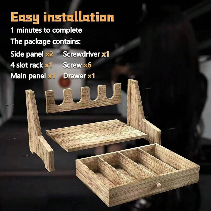 Handgun Toy Storage Rack, Drawer Style Firearm Clip Storage Rack, Gun Cabinet Accessory, Multi-Compartment Handgun Storage Rack - Multicolor - View 1