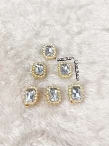 6pcs Set Detachable Rhinestone Decorative Glass & Alloy Buttons, Versatile DIY Accessories For Women Shoes, Bags, Clothes