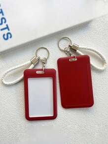 1pc Fashionable Unique Macaron Inspired Solid Color Plastic Card Holder - Suitable For Student Meal Cards, Campus Access Cards And Key Cards, Can Be Used As Card Case, Wallet, Name Card Holder, Credit Card Holder, ID Card Holder, Ladies Card Wallet - Multicolor - View 7