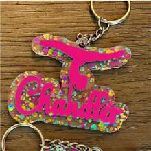 1pc- Custom Pink Acrylic Name Keychain, Back To School Bag Tag,3D ID Double Layer Backbag Personalized Letter Keyring, Cute Charm With Golden/Silvery/Rose Golden Hardware, Ideal For Back-To-School Gift As Halloween And Christmas