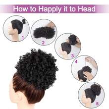 Puff Drawstring Ponytail Extension,Premium Short Synthetic Puff Ponytail For Natural Hair, Clip On Kinky Drawstring Curly Ponytail Bun Essential For Halloween, Christmas, And Parties.