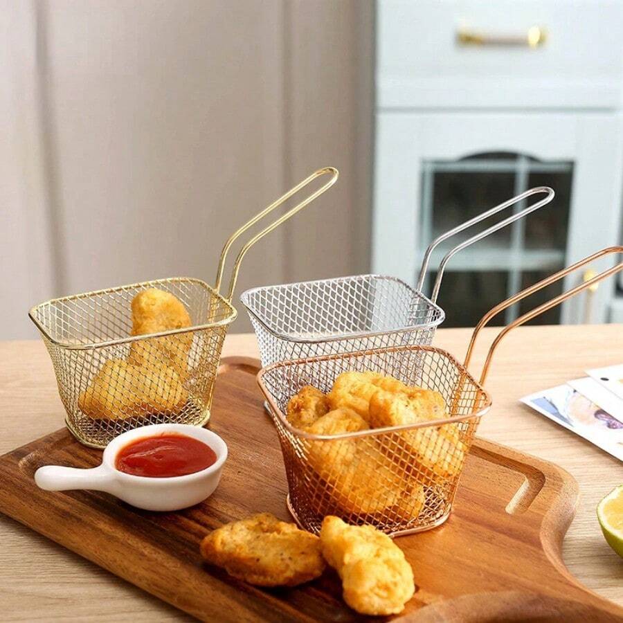 1PC Chips Square Mesh Frying Basket Stainless Steel French Fry Chips Net Strainer Kitchen Cooking Oil Filter - 1 - View 1