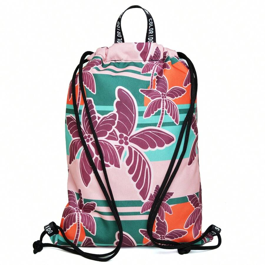 Backpack Bag Nylon School Bag Adjustable Strap Printed - Màu hồng gỉ - Xem 1