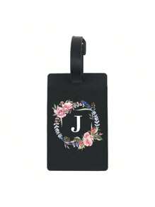 Etiqueta de bagagem com padrões florais e iniciais de 1 peça, etiqueta de identificação de bagagem de PVC, etiquetas de bagagem personalizadas para cruzeiros de carnaval, etiqueta de bagagem fofa para mala, etiqueta de identificação de bagagem, etiqueta de cartão de endereço, etiqueta portátil para mala, etiqueta para pendurar, essencial para viagens e saídas, itens essenciais para viagem, exercícios, material escolar, acampamento de férias, acessórios essenciais para férias, etiqueta de mala, bolsa para escola, acessórios escolares - Preto - Ver 20