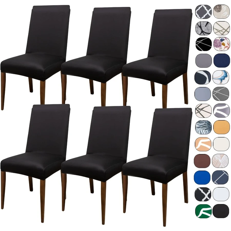 Kit Of 6 Dining Chair Covers Made Of Imported, More Resistant Fabric - màu đen - Xem 1