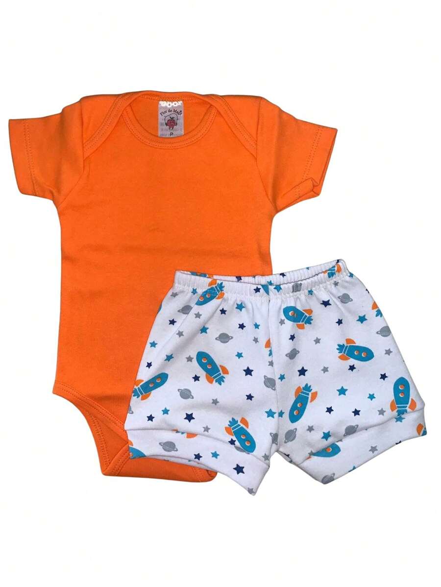 Baby Set - Bodysuit And Shorts - Boy - 珊瑚粉 - 查看 1