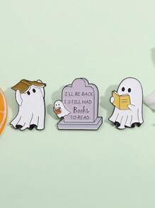 1 cái Trâm cài áo bằng hợp kim hình bia mộ ma hoạt hình màu trắng kinh dị Phụ kiện trang trí kim loại độc đáo - Nhiều màu - Xem 7