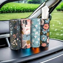 1pc Car Flower Tissue Cylinder Car Seat Round Tissue Box Exquisite And Compact Car Tissue Holder Easy To Use