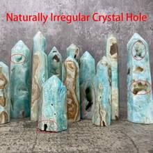 1pc Boho Style Natural Caribbean Calcite Tower - Single Point Rock Crystal With Natural Asymmetric Hole, Healing Crystal Decoration, Beach Theme Gift - 1pc Random - View 7