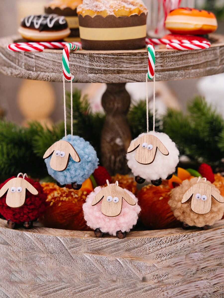 5 mặt dây chuyền hình cừu Giáng sinh lễ hội: Đồ trang trí treo bằng gỗ nỉ đáng yêu cho lễ kỷ niệm năm mới và mùa đông - Hoàn hảo để trang trí cây thông Noel, trang trí nhà cửa, trang trí nhà bếp, trang trí Halloween, trang trí phòng, trang trí Giáng sinh, trang trí tiệc, đồ thủ công trang trí, đồ trang trí bàn làm việc, đồ trang trí bàn, quà tặng tiệc, đồ trang trí Halloween, đồ trang trí Giáng sinh, quà tặng Halloween, quà tặng Giáng sinh. - Nhiều màu - Xem 1
