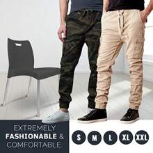 2-Pack Men's Cotton Flex Stretch Cargo Jogger Pants - 海軍藍 & 深卡其色 - 查看 3