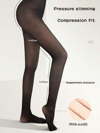 1pc Women Black Fleece Faux Sheer Soft & Smooth Pantyhose, Thick Opaque Tights, Slimming, Breathable Leggings For Autumn/Winter