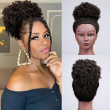 Puff Drawstring Ponytail Extension,Premium Short Synthetic Puff Ponytail For Natural Hair, Clip On Kinky Drawstring Curly Ponytail Bun Essential For Halloween, Christmas, And Parties.