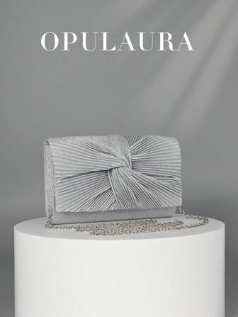 OpulAura 女士时尚闪光翻盖手拿包，采用扭曲设计，奢华晚装包，适合正式场合，适合舞会、婚礼、聚会、生日、新娘手拿包