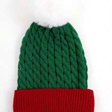 Europe And The United States New Hairball Color Patchwork Woolen Hat Christmas Classic Explosive Knitted Hat Halloween Winter Fall