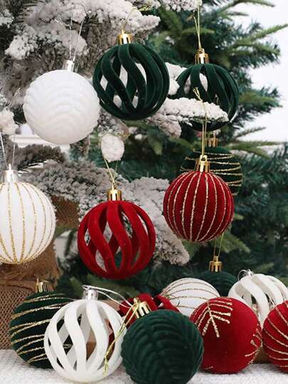 18 个 3 种颜色圣诞球红色植绒彩绘球圣诞树装饰摆件窗户圣诞装饰圣诞球、红色植绒彩绘球、圣诞树装饰、挂球、窗户装饰、装饰品、圣诞绒面球、圣诞球红色植绒彩绘球圣诞树装饰摆件窗户圣诞装饰节日婚礼派对礼物新年用品