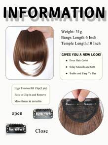 Clip In Bangs Hair Extensions 6 Inch Brown Black And White Hair French Bangs Fake Bangs Hair Clip On Bangs For Women Fringe With Temples Hairpieces Curved Bangs For Daily Wear - Light Brown - View 3