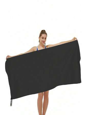 Black Multi-Size Ultrafine Fiber Towel, Sand-Free Beach Towel, Backpacking Travel Towel, Quick-Drying, Lightweight, Soft Compact, Sports, Hiking, Yoga, Camping, Travel Towel Camping Stuff Beach Essentials