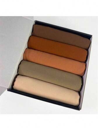 1box Solid Color Chiffon Headscarf Set For Women, Headscarf (5pcs Headscarves+2pcs Hair Clips) Accessories Women