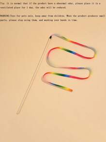 1pc 7-Color Rainbow Ribbon Cat Teaser Wand Interactive Toy