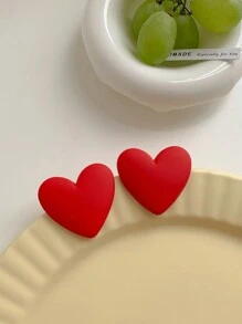 1 Pair Fashion Classic Geometric Heart Shaped Acrylic Stud Earrings, Casual Style Valentines - Red - View 12