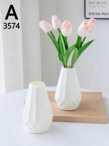 1 pieza Flores artificiales en un florero de plástico para boda, habitación, hogar, hotel, fiesta, evento, Día de San Valentín, Año Nuevo, regalo de cumpleaños o graduación para chicas
